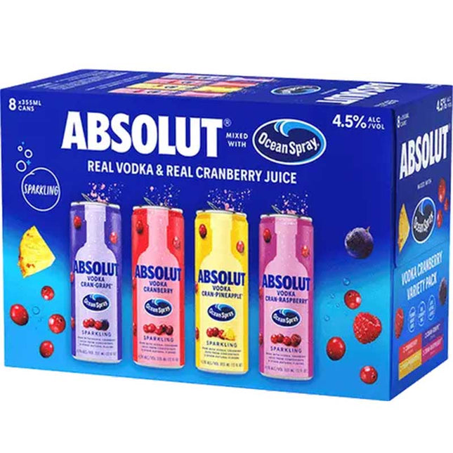 Absolut Ocean Spray Variety Pack 8/355ml - Uptown Spirits