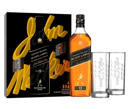 Johnnie Walker Black Label Scotch Whiskey Gift Set 750ml - Uptown Spirits