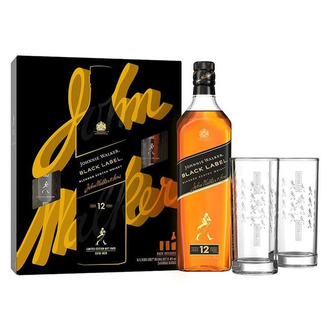 Johnnie Walker Black Label Scotch Whiskey Gift Set 750ml - Uptown Spirits