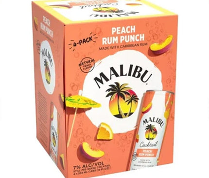 Malibu Peach Rum Punch Cocktail 4/355ml - Uptown Spirits