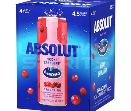 Absolut Cranberry Flavored Sparkling Vodka 4/355ml - Uptown Spirits