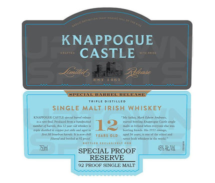 Knappogue Castle 12 Year Special Proof Reserve Irish Whiskey 750ml - Uptown Spirits
